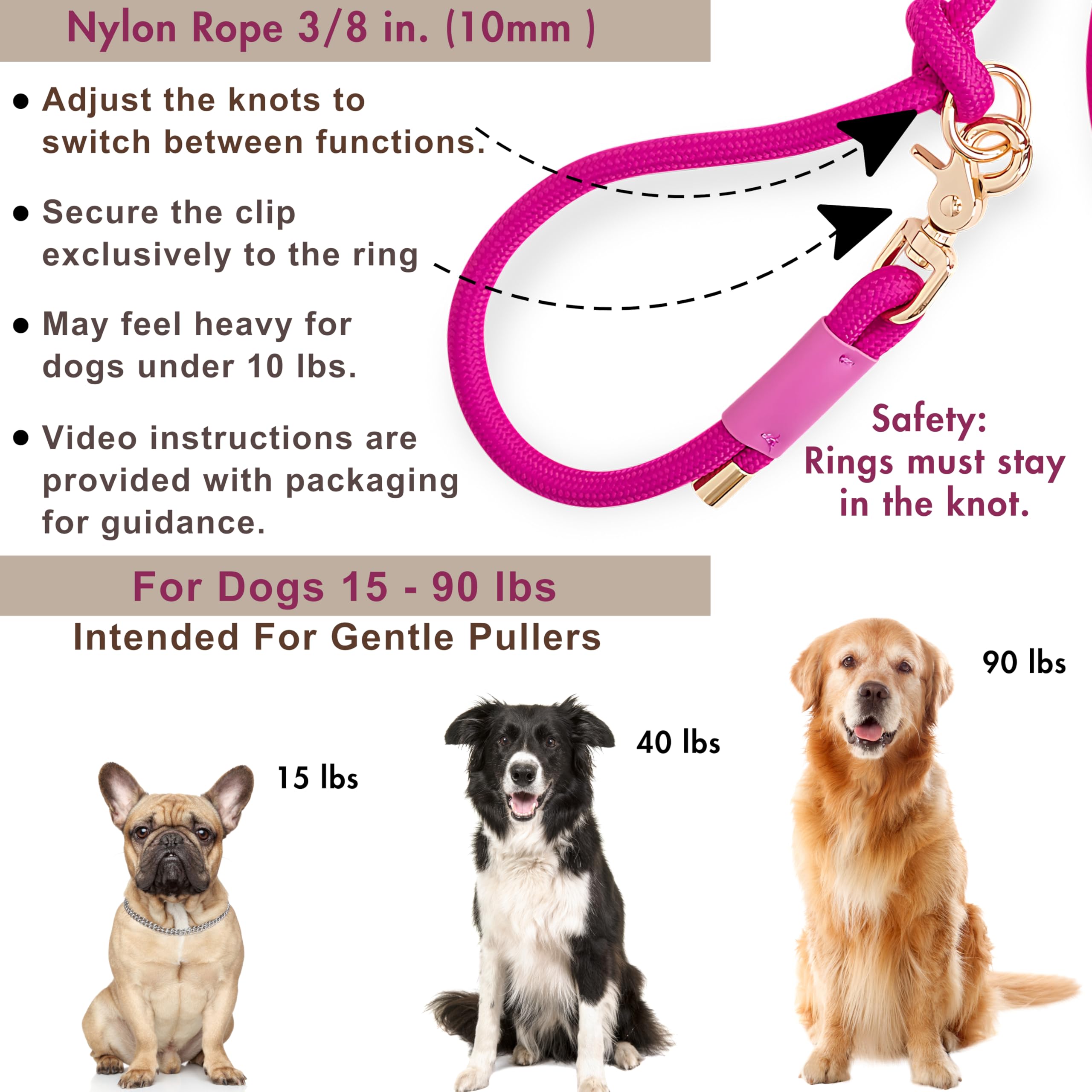 Sticks N' Bones Co Hands Free Dog Leash — Adjustable 4.3–7.5 ft, Dual Handle, 2-Dog Compatible