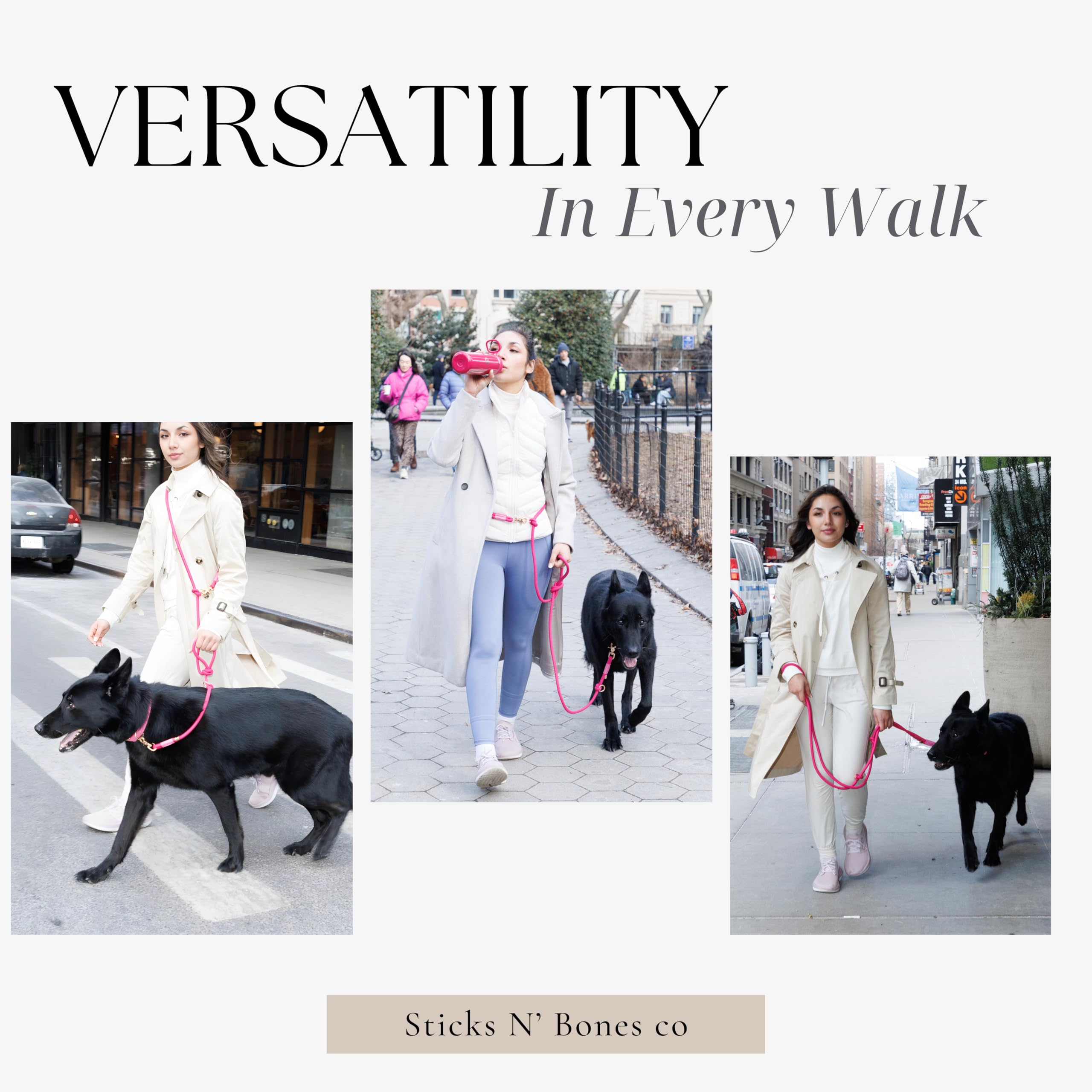 Sticks N' Bones double-handle leash adds control during pulls