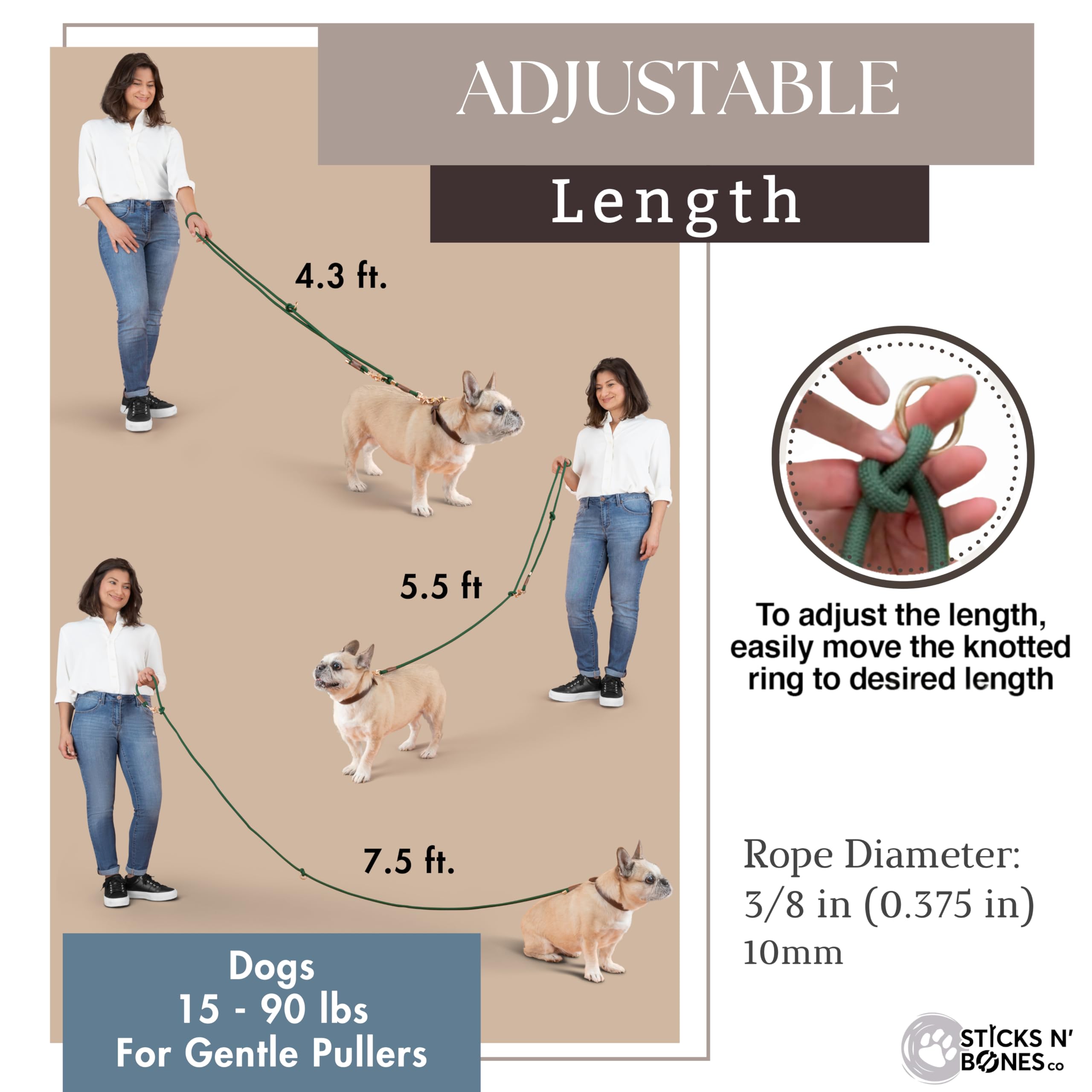 Sticks N' Bones gold hardware rustproof leash components