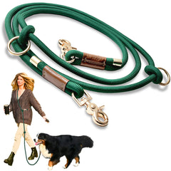 Sticks N' Bones hands-free leash worn crossbody for multitasking dog walks
