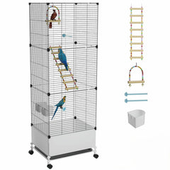 STILLCOVE extra-large bird cage with rolling stand for easy movement and flexible placement.