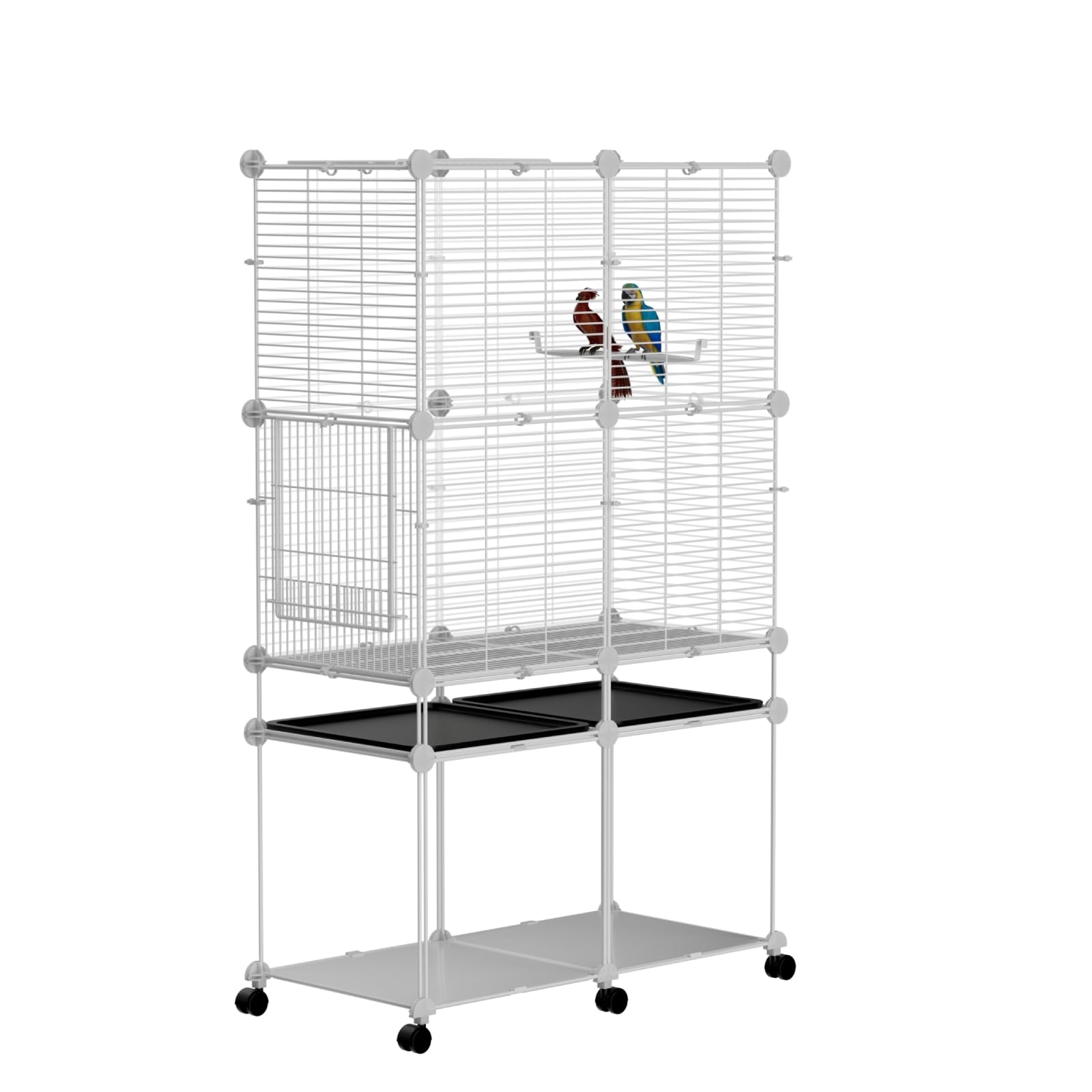 STILLCOVE standing large bird cage with wheels exterior view enables easy relocation
