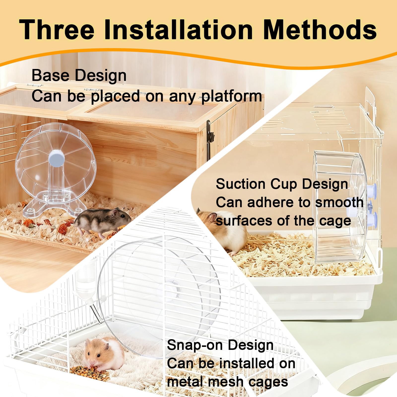 Stinzgie Hamster Wheel in durable PC material resists gnawing