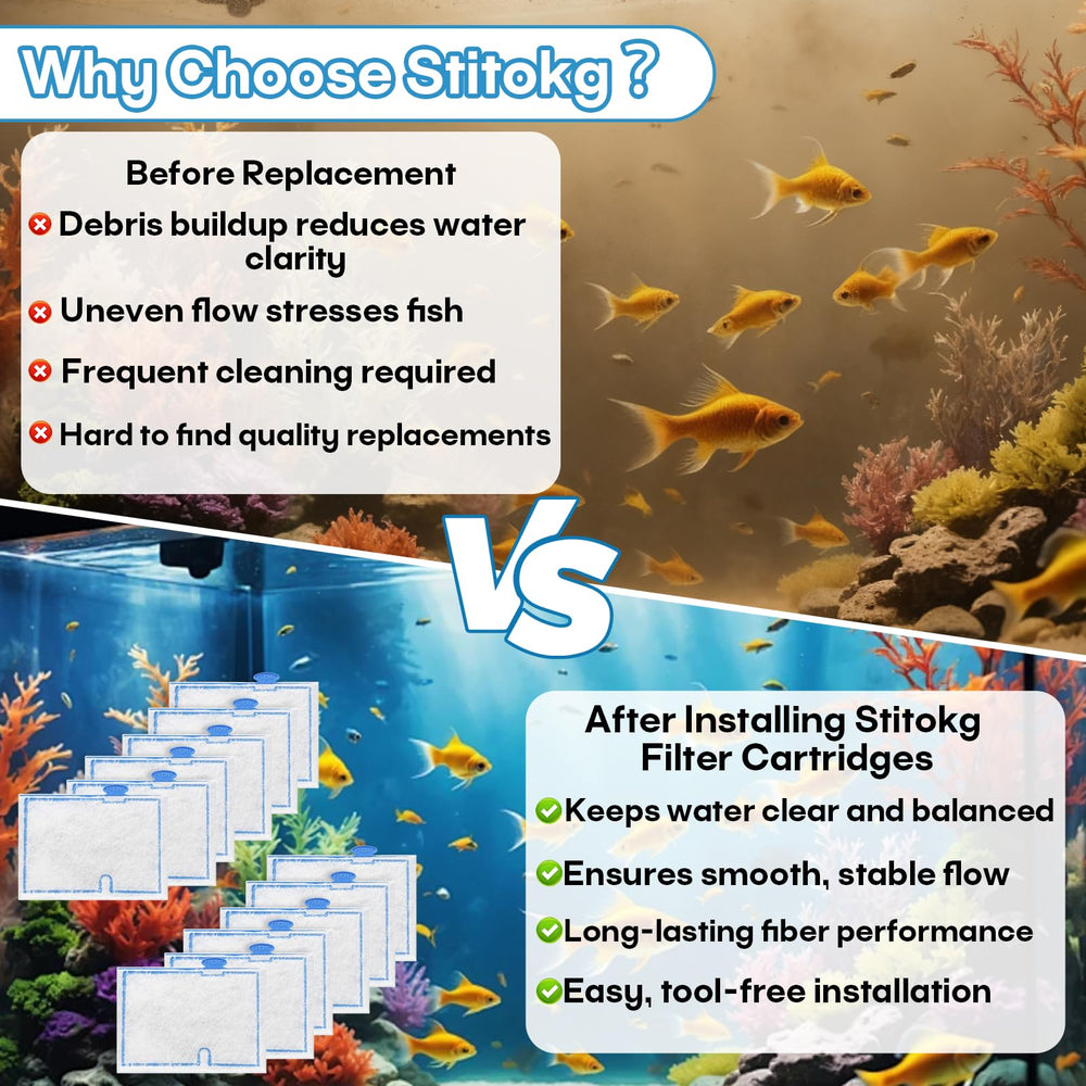 Stitokg close-up shows filtration media improving water clarity and overall tank balance.