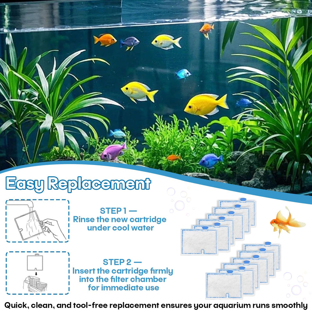 Stitokg twelve-pack-cartridges provides convenient long-term aquarium upkeep.