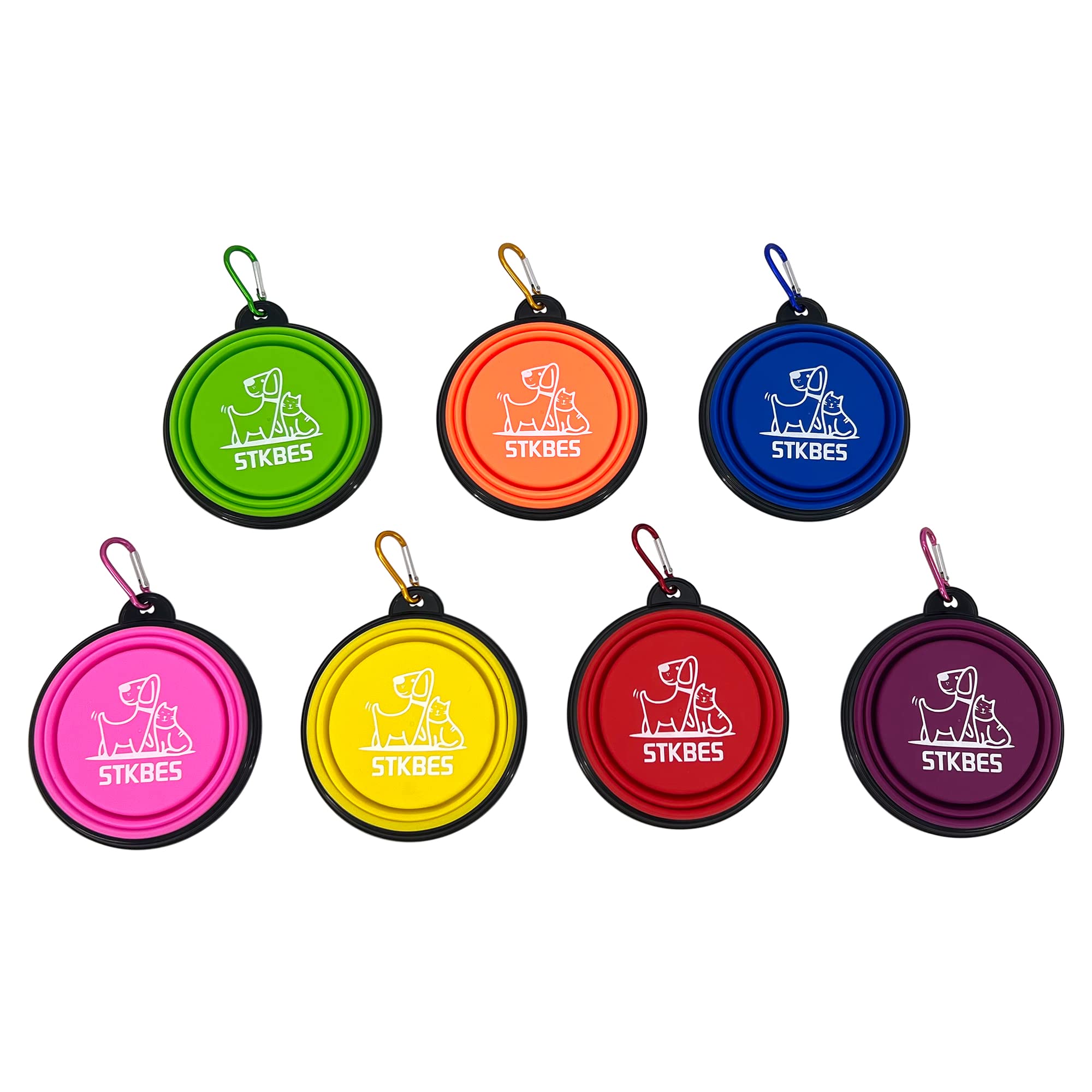 STKBES collapsible dog bowl bright multi-color set for easy pairing.