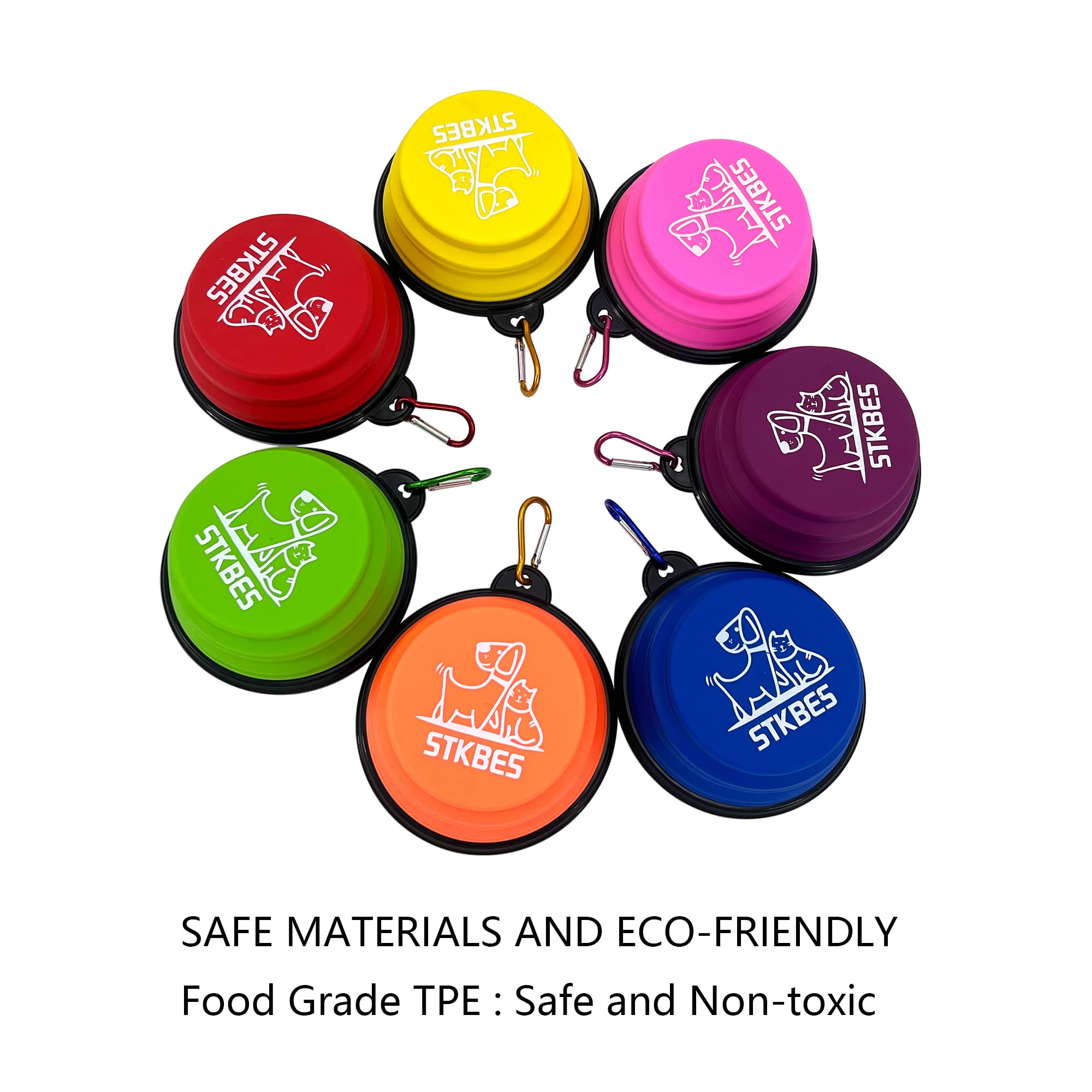 STKBES collapsible dog bowl made of safe silicone material.