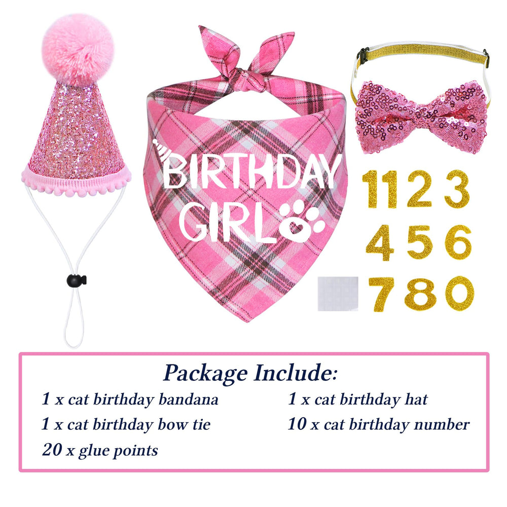 STMK cat birthday bandana birthday-girl, stylish cotton accessory for festive cat outfits