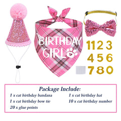 STMK cat birthday bandana birthday-girl, stylish cotton accessory for festive cat outfits