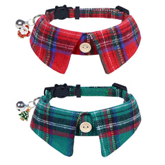 STMK Christmas cat collars in red and green with bells for festive photos.