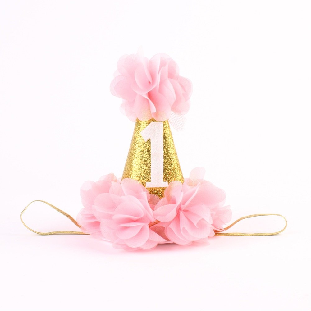 Stock Show pet birthday cone hat pink side view for festive photo moments