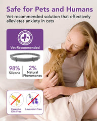 Storane calming collar gray on cat neck during daily wear with adjustable fit