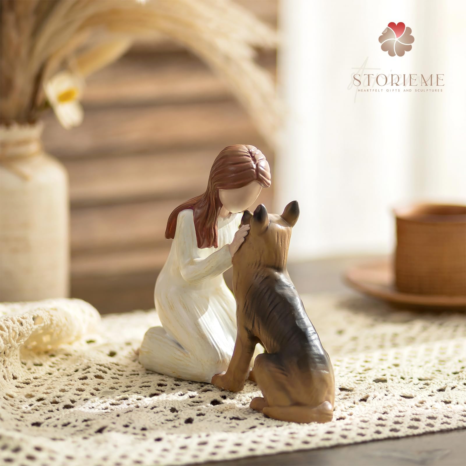 Storieme German Shepherd mantle-figurine adds serene remembrance.