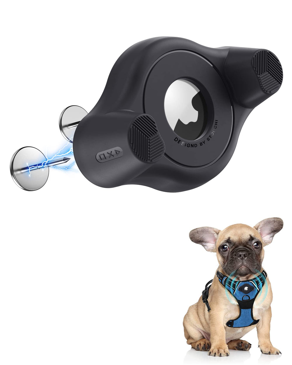Stouchi AirTag Holder fits all collars for secure pet tracking.