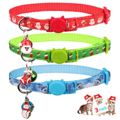 Stpiatue Christmas breakaway Santa collar on kitten for festive safety and visibility