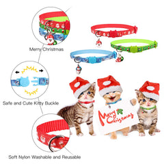 Stpiatue Christmas breakaway snowman collar on kitten for holiday charm and comfort