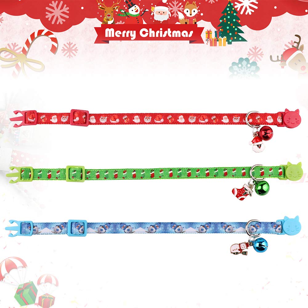 Stpiatue Christmas breakaway stocking collar on kitten for festive look and easy spotting