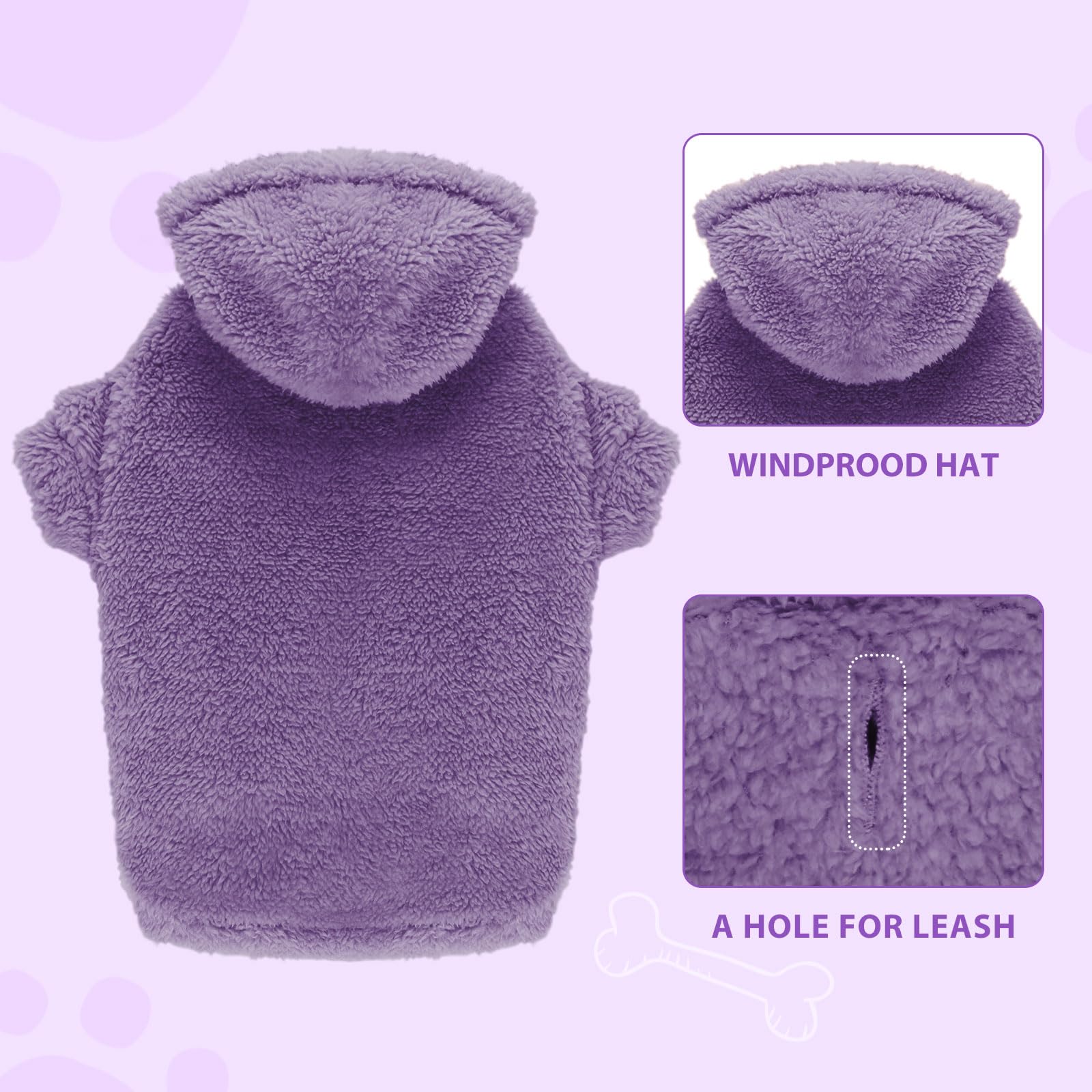 Stpiatue fuzzy dog sweater large purple-l size chart guides safe, comfortable fit