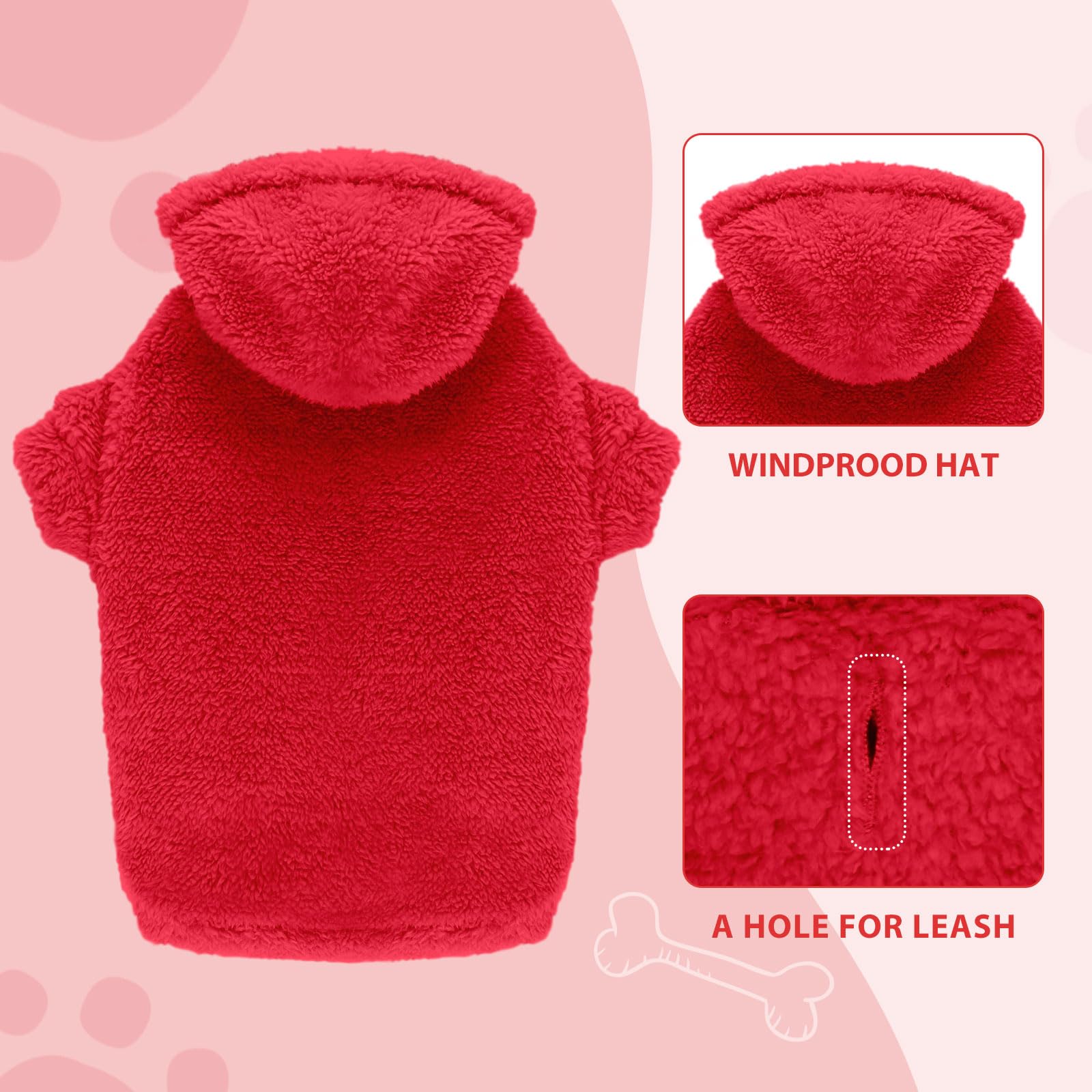 Stpiatue fuzzy dog sweater red-L size chart aids finding a comfortable fit