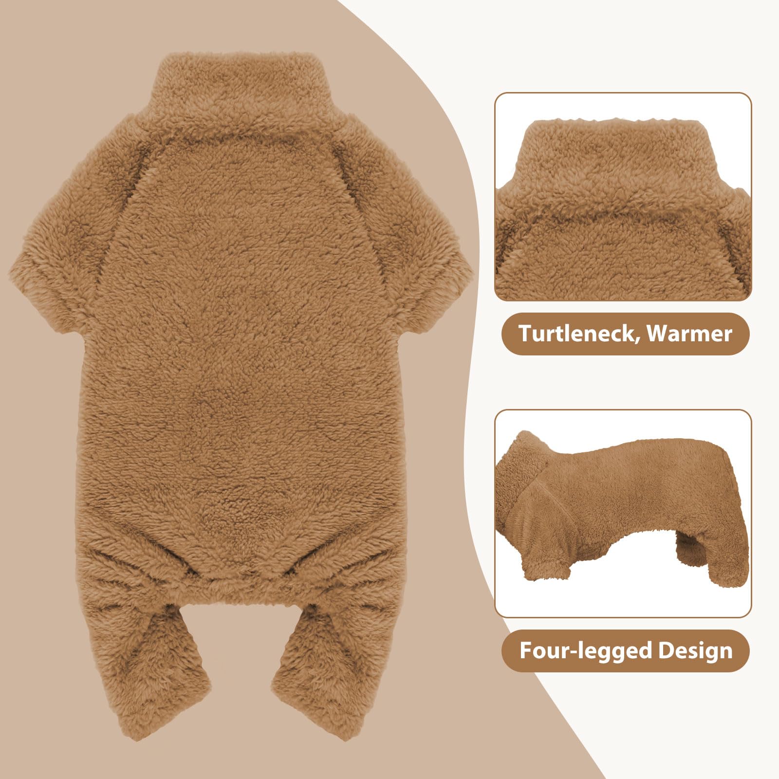 Stpiatue fuzzy dog pajamas in Coffee-S with four-leg design