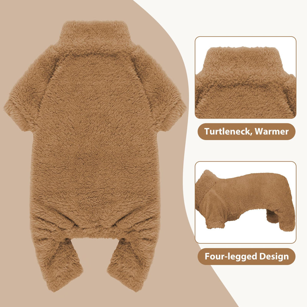 Stpiatue fuzzy dog pajamas in Coffee-S with four-leg design