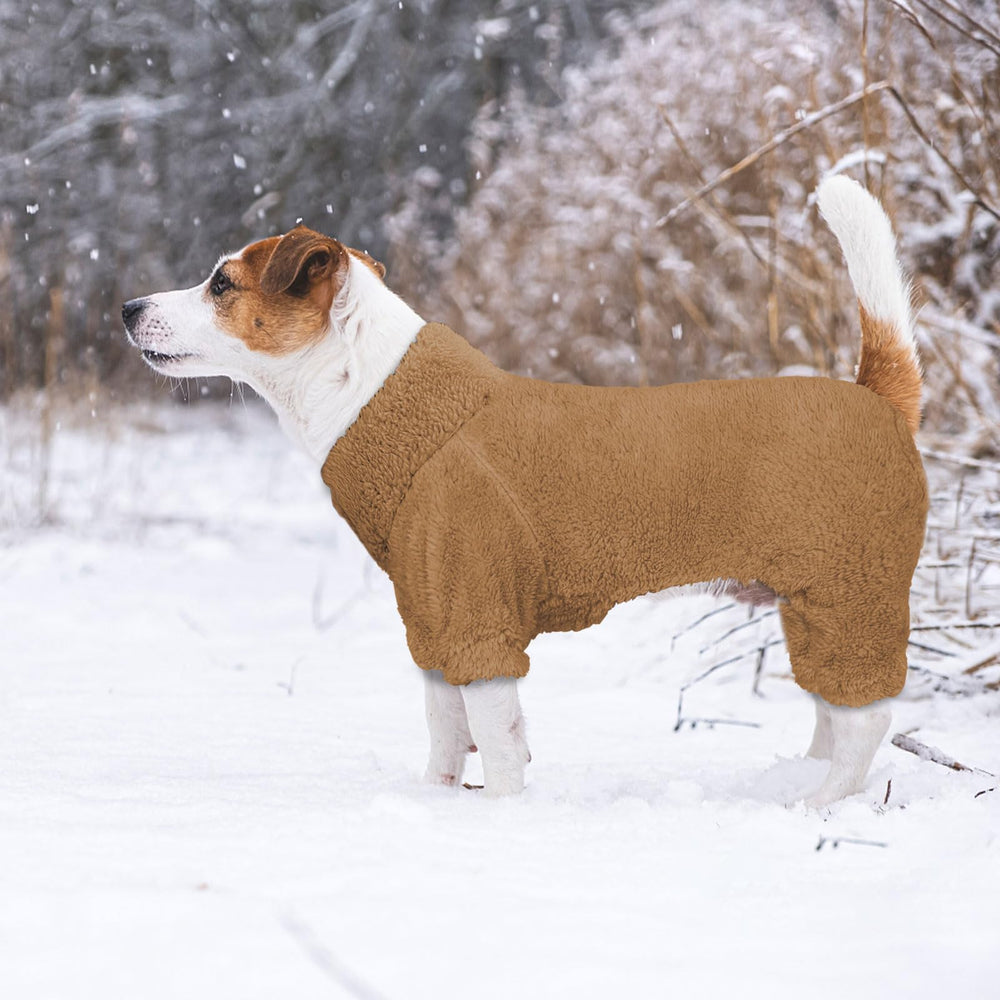 Stpiatue machine-washable dog pajamas in Coffee-S after wash