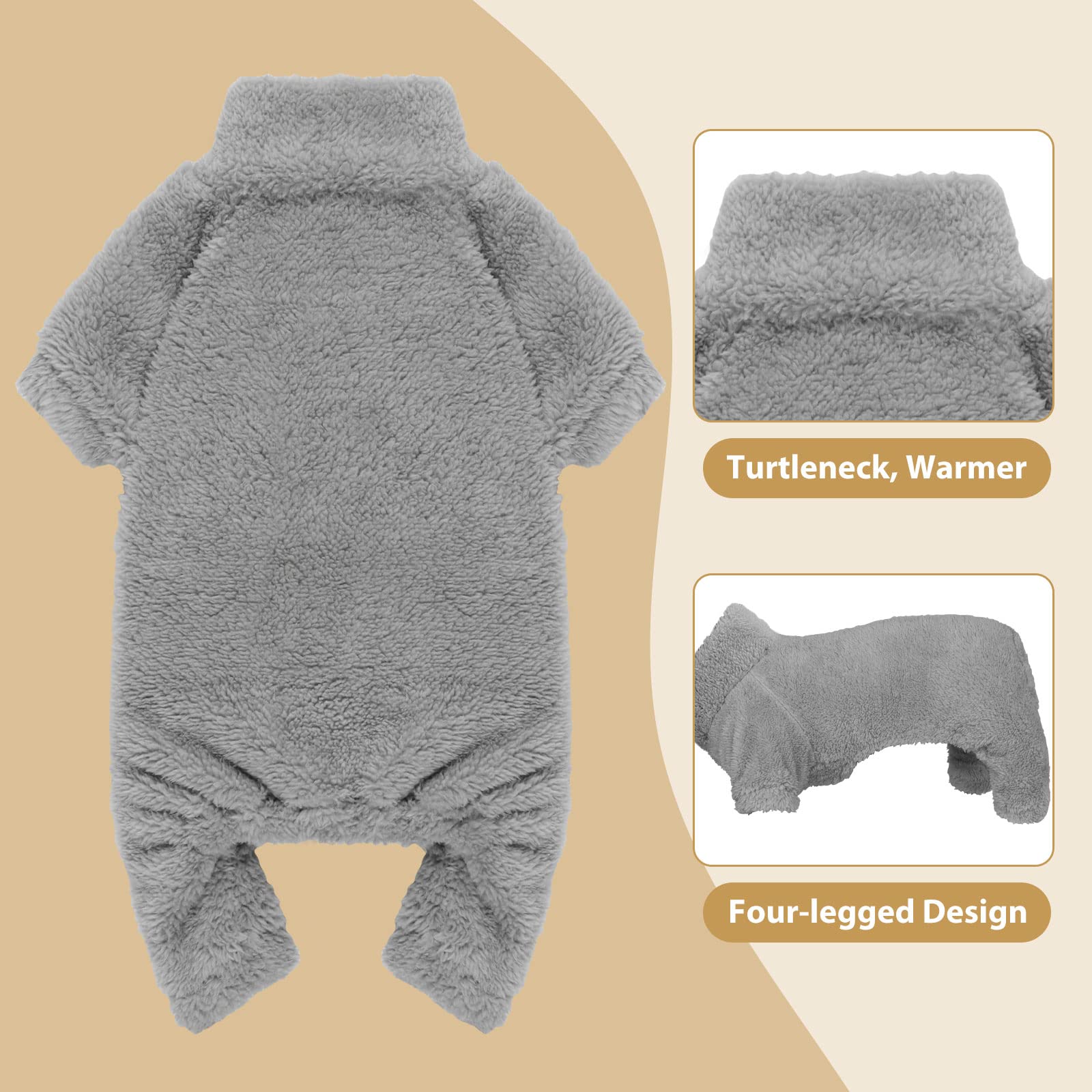 Stpiatue fuzzy pajamas turtleneck grey xxs side view for easy movement