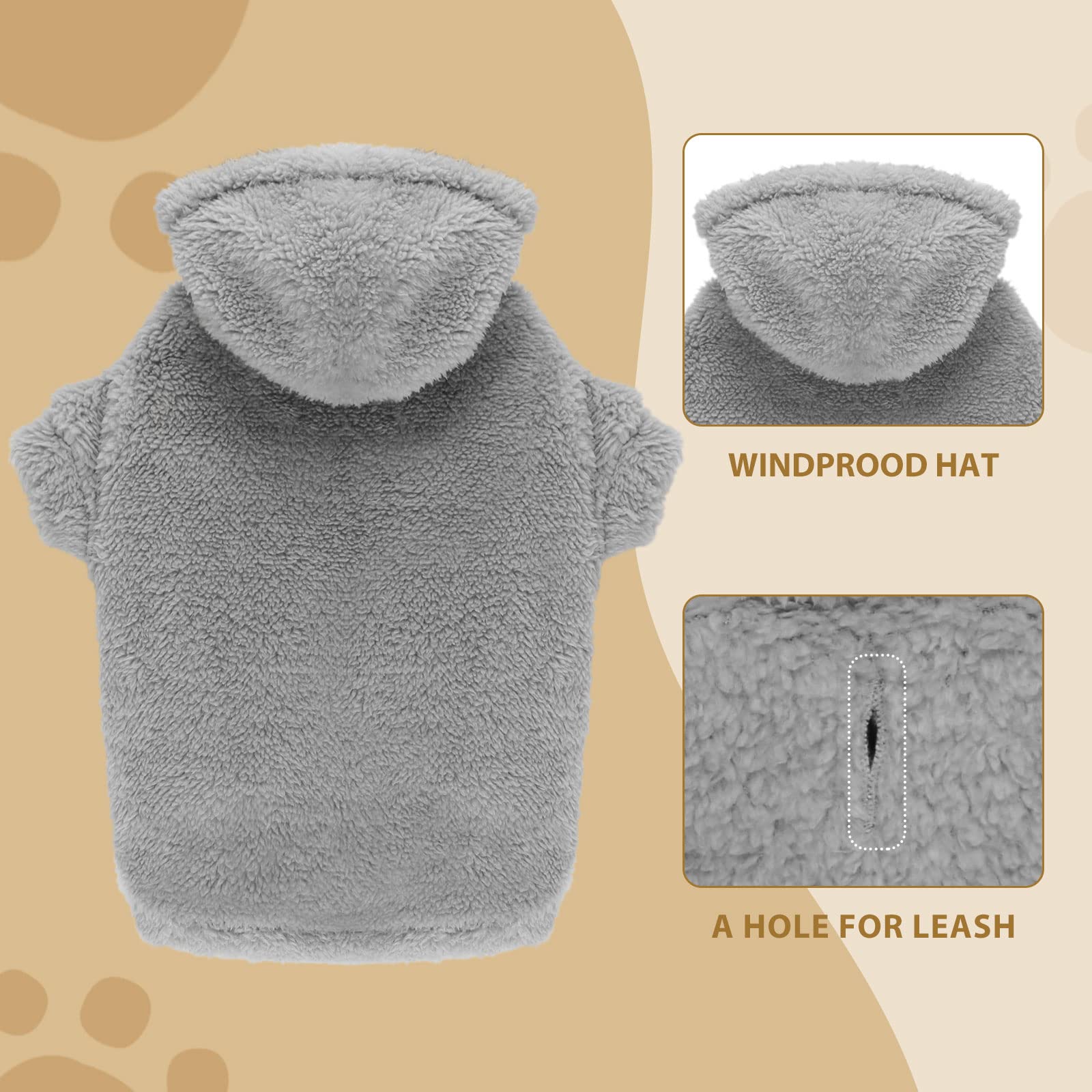 Stpiatue small dog hoodie fitting-hem showing durable design