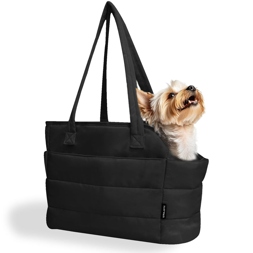STRAODTIC lightweight dog purse carrier front view for easy city travel.