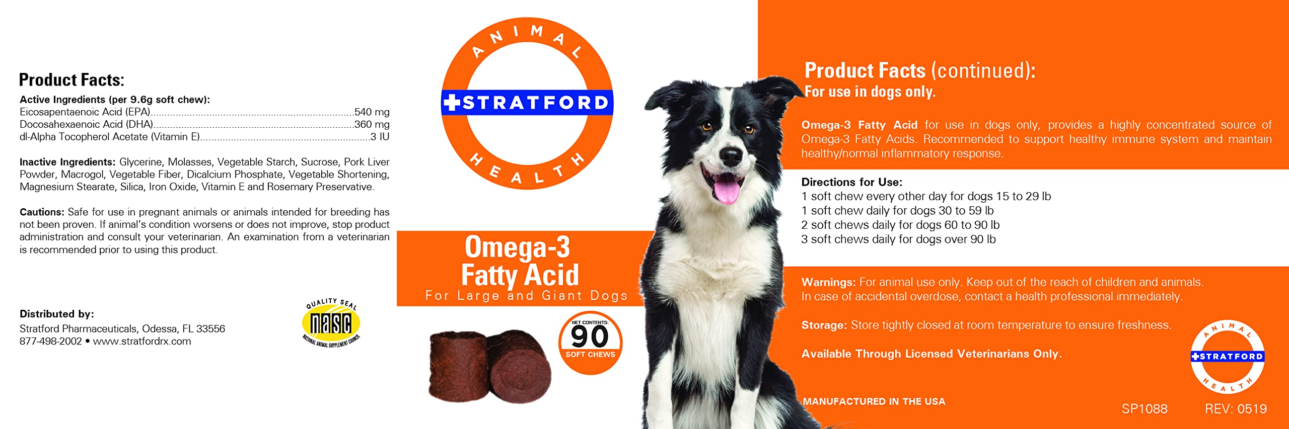 Stratford EZ Chew Omega-3 soft chew close-up highlighting omega-rich nutrition for itchy skin relief.
