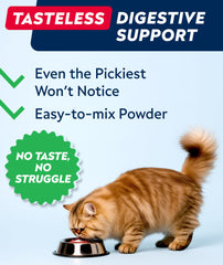 StrellaLab Cat Probiotic Powder sprinkled into dry cat food