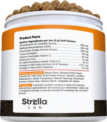 STRELLALAB glucosamine chondroitin chew closeup emphasizes bite-sized support.