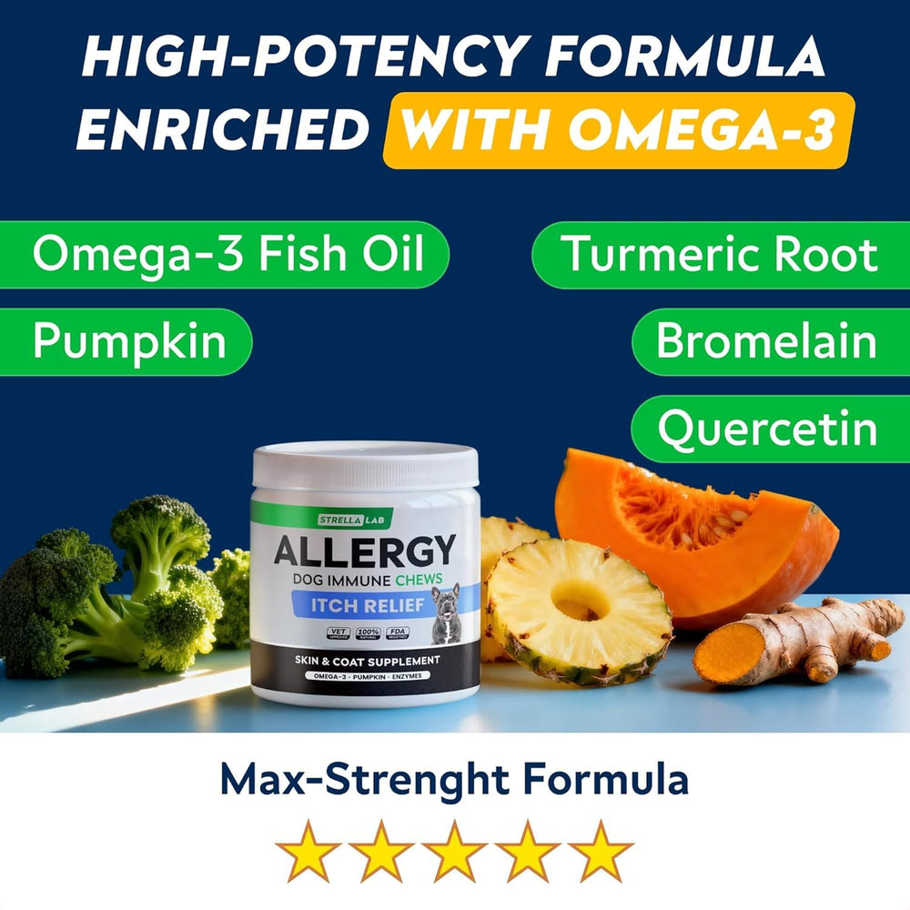 STRELLALAB fish oil pumpkin enzymes ingredients; omega-3 rich care.