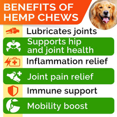 STRELLALAB hemp chews bacon-flavor closeup emphasizes tasty training reward and joint comfort