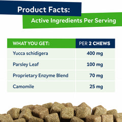 STRELLALAB No Poo Chews dog-closeup-chew demonstrates tasty texture for daily treats