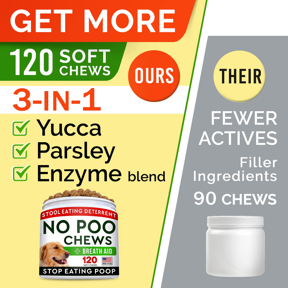STRELLALAB No Poo Chews dog enjoying treat showcases digestive support ingredients