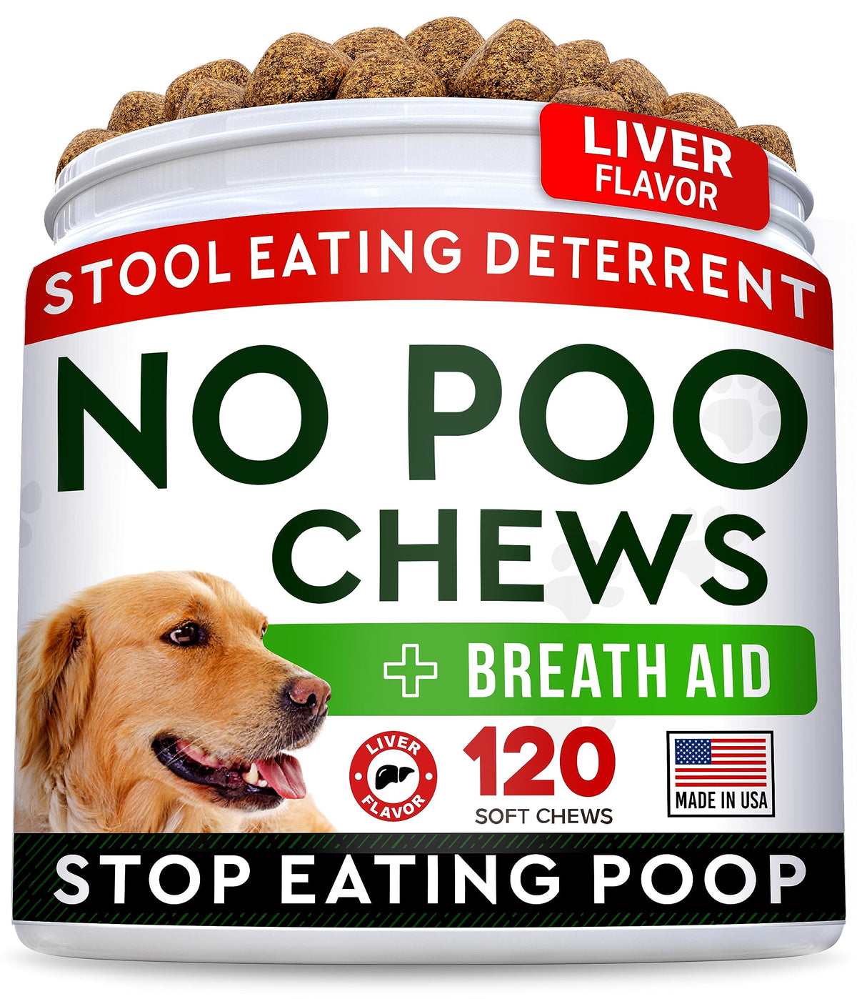 STRELLALAB No Poo Chews packaging view highlighting coprophagia-deterrent solution