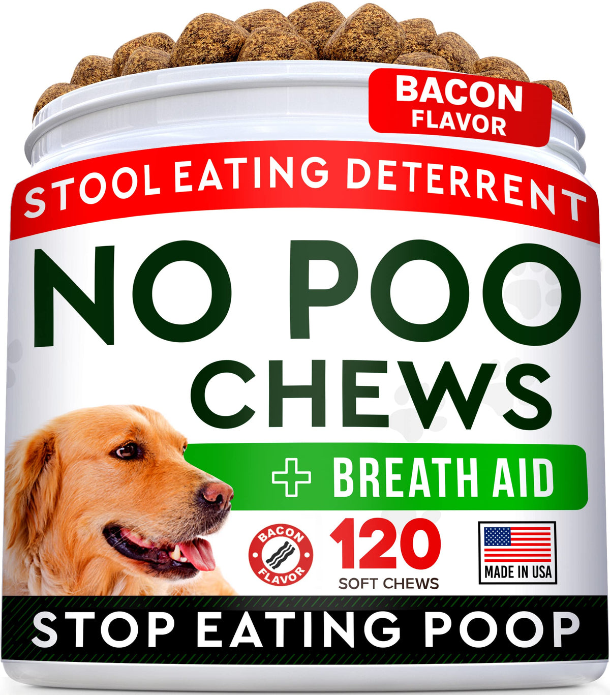 STRELLALAB No Poo Treats bacon-chews for dogs, tasty digestion support