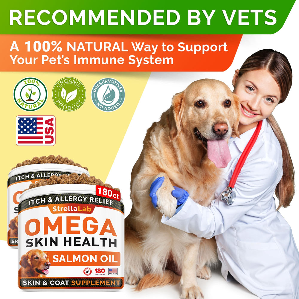 STRELLALAB skin and coat health dog treats promote shiny fur.