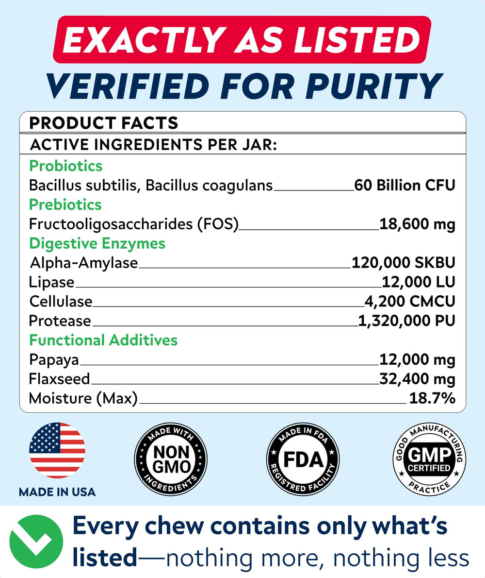 StrellaLab Vet Strength chews provide daily digestive support with prebiotics and enzymes.