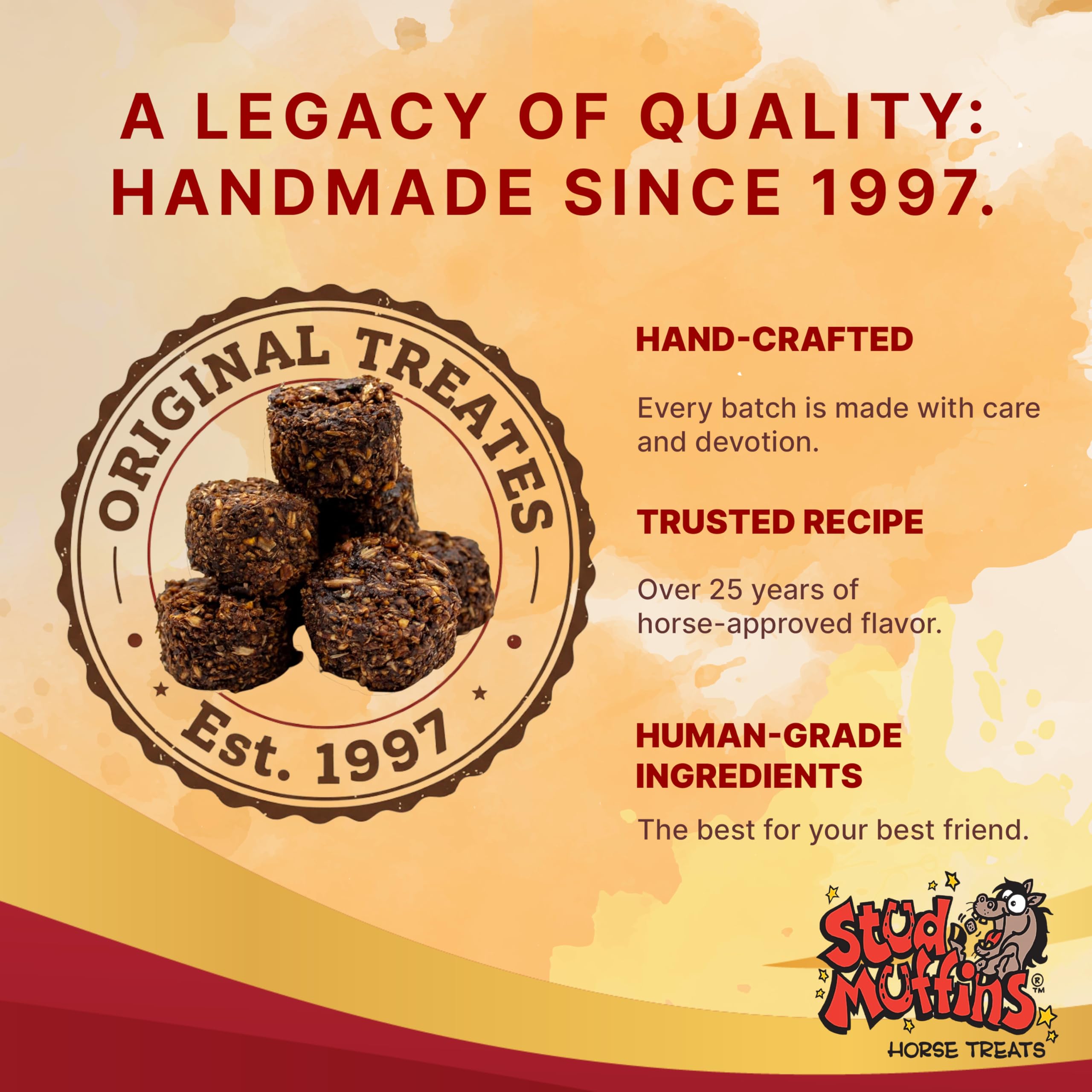 Stud Muffins family-owned brand promise - reliable treats with friendly customer support.