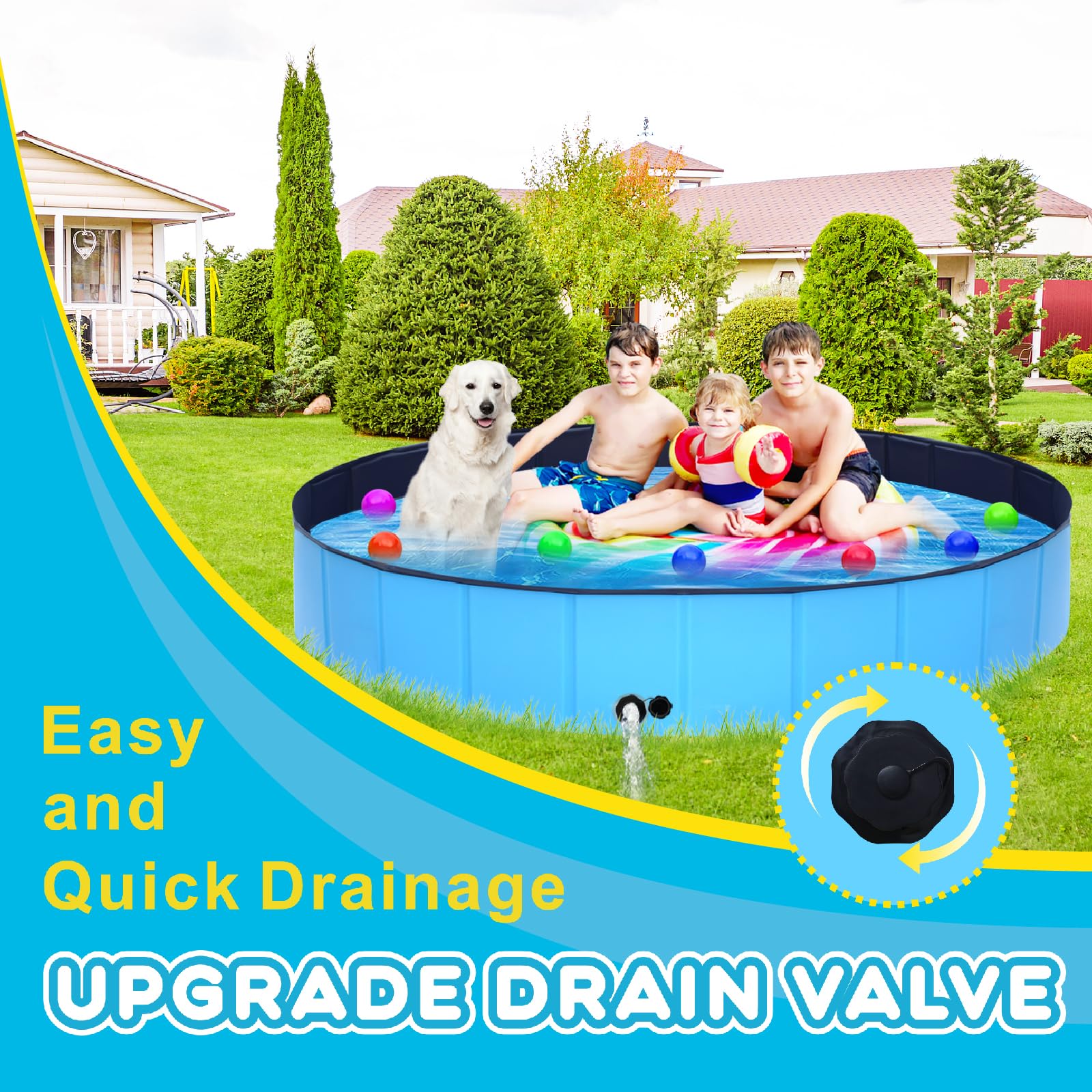 STUDESK foldable dog pool anti-skid bottom keeps pets steady.