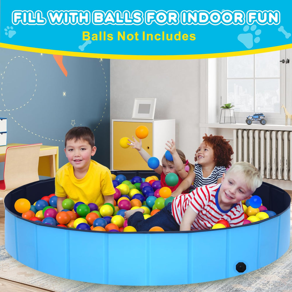STUDESK foldable dog pool with drainage valve for fast water release.
