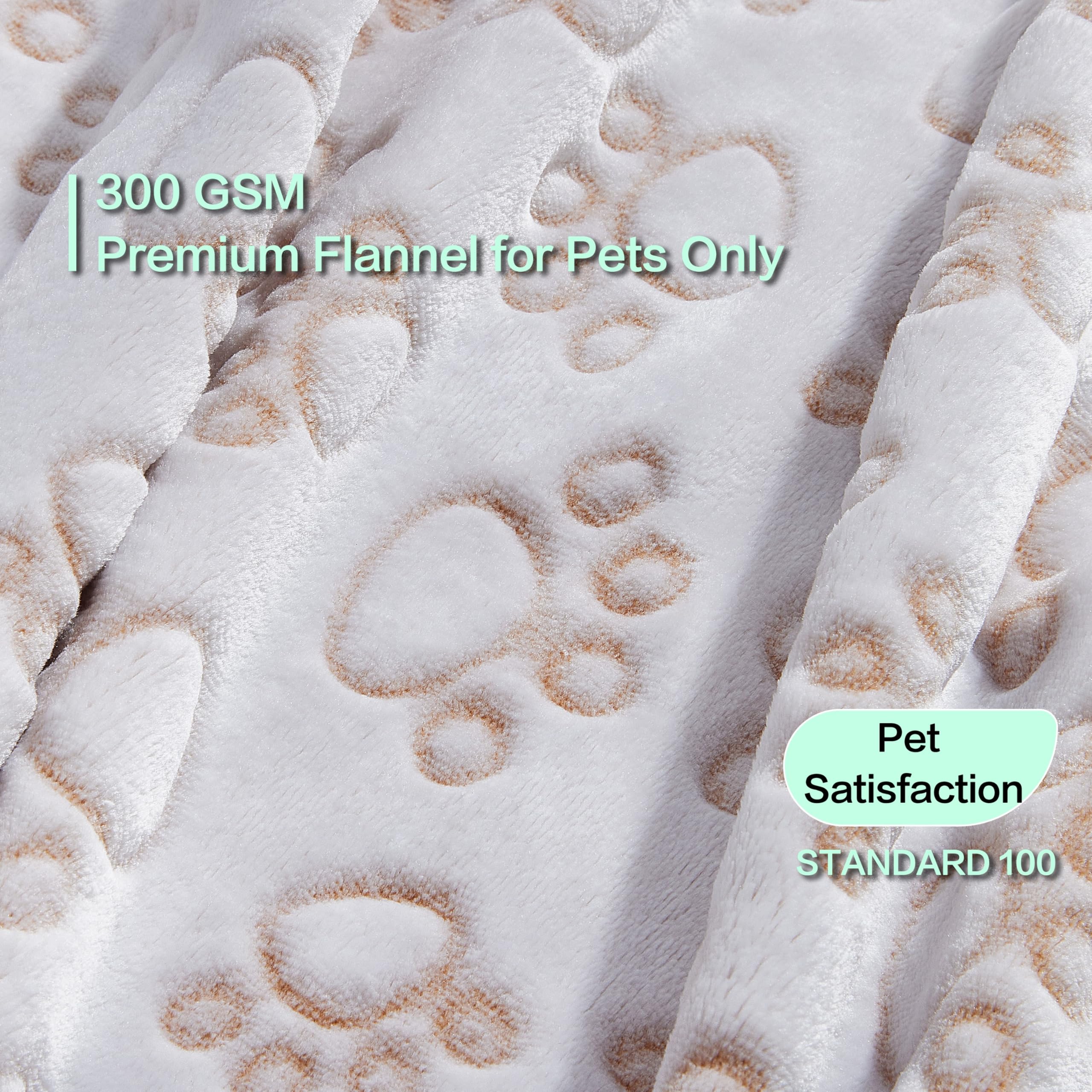 Stuffed beige back dog blanket offers warm, cozy cuddles during rest.