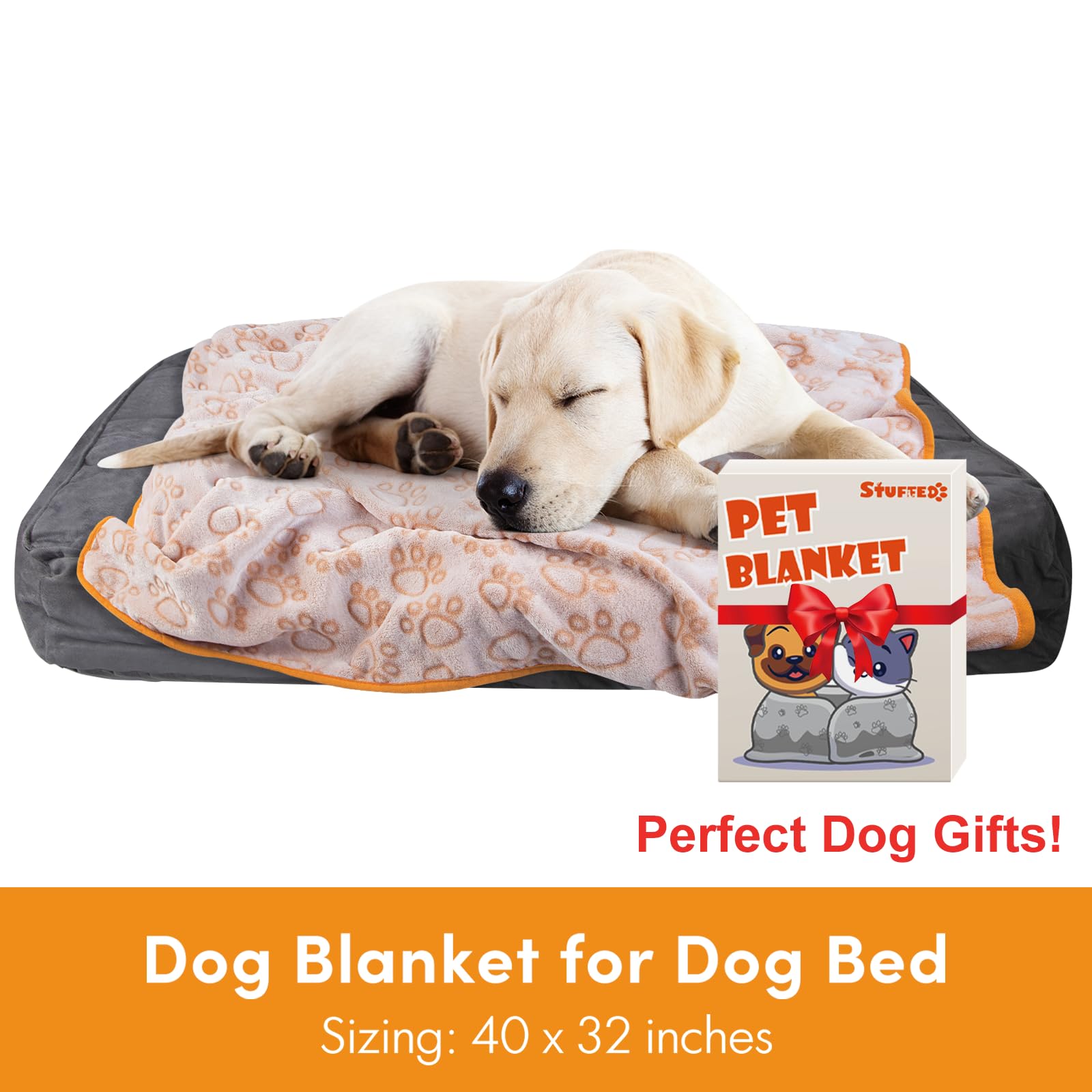 Stuffed dog blanket protects furniture while soft fabric cushions pets during play.
