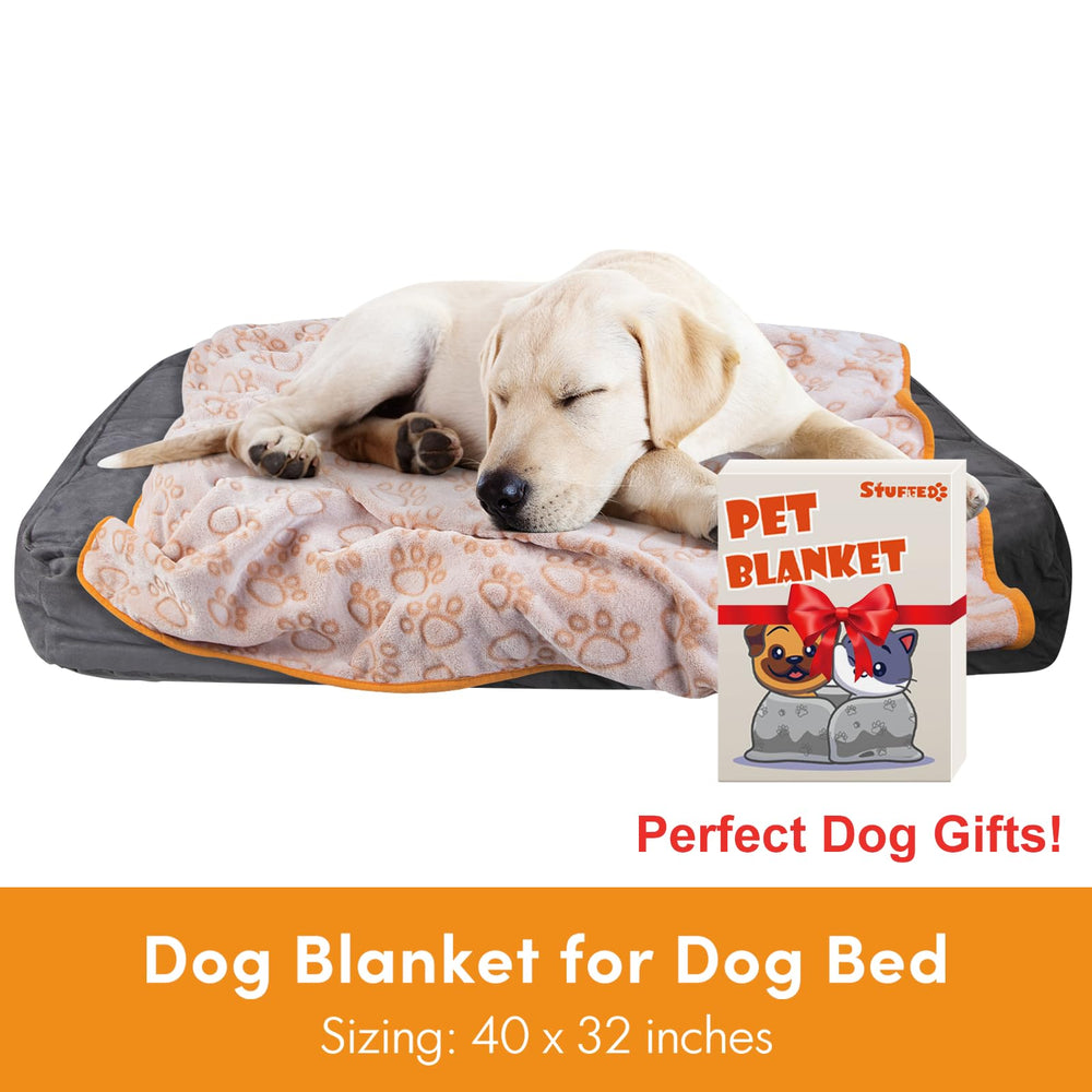 Stuffed dog blanket protects furniture while soft fabric cushions pets during play.