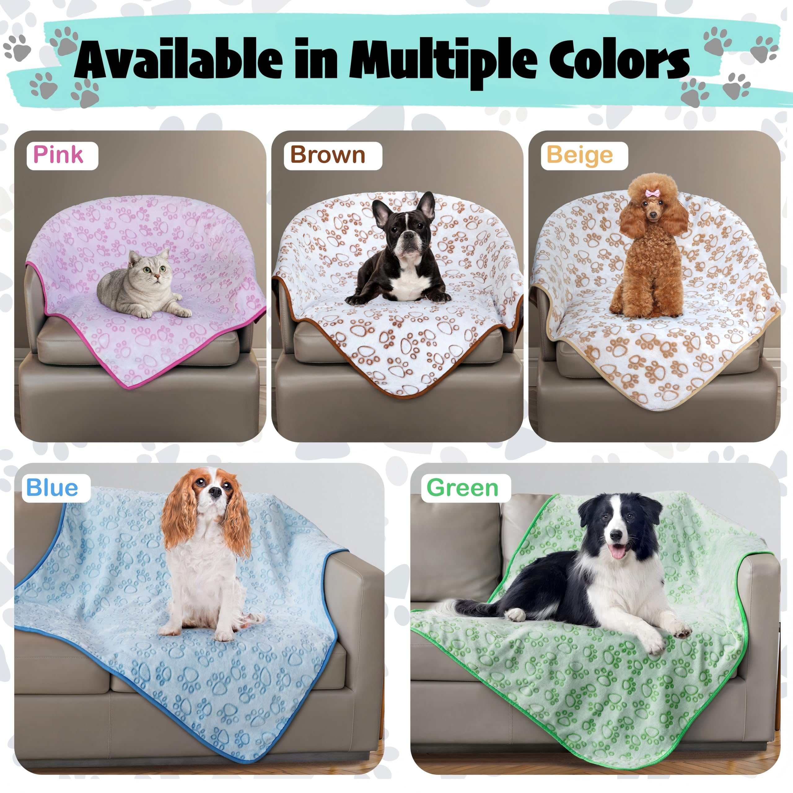 Stuffed dog blanket on couch protecting furniture from fur