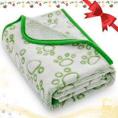 Stuffed green soft puppy blanket paw-print top for cozy naps.