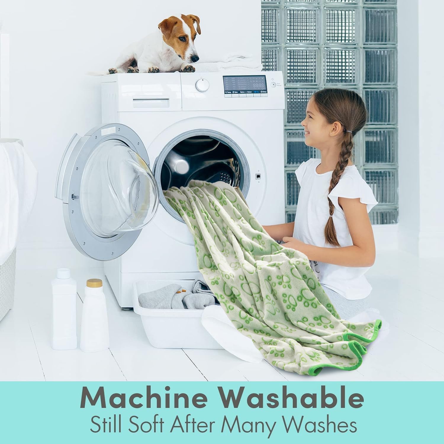 Stuffed blanket is machine washable and dryer safe for easy care.