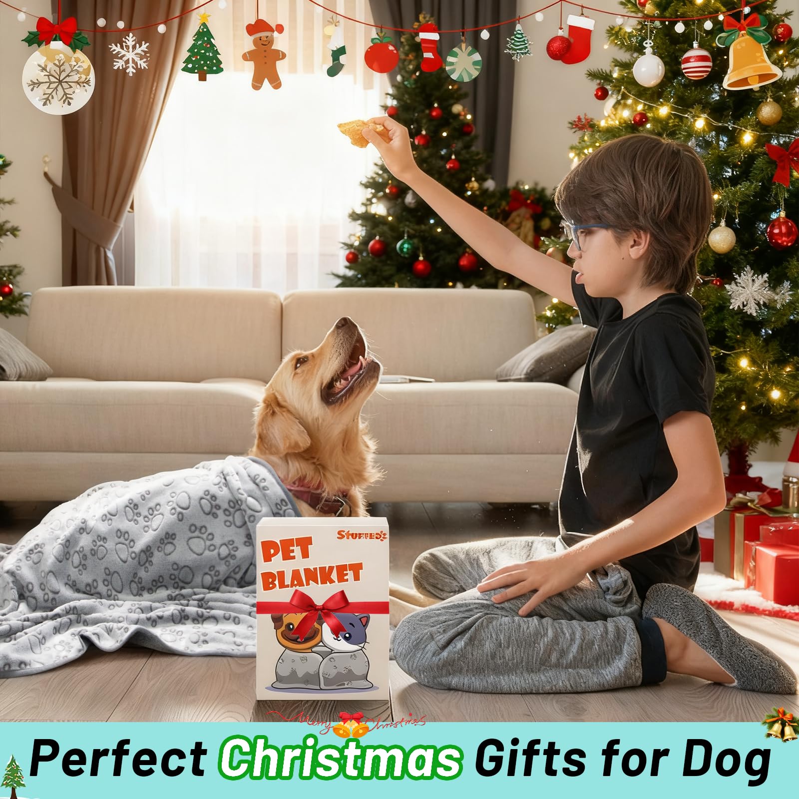 Stuffed Pet Blanket portable for travel car and camping with pets.